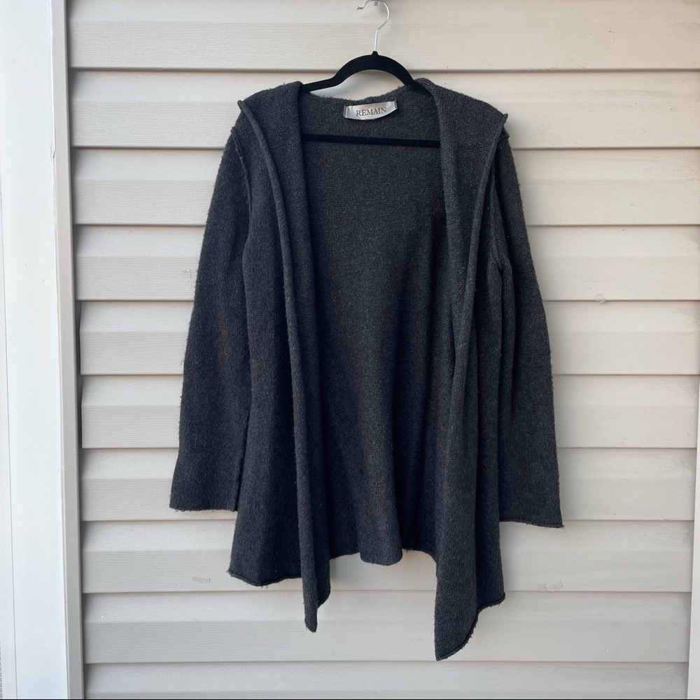 Gray Duster Cardigan with Hood
